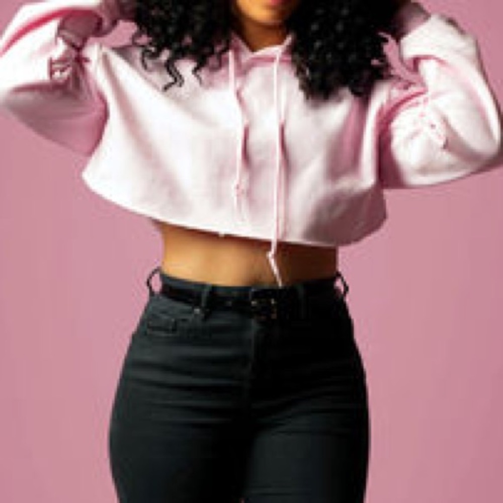 Pink Cropped Hoodie